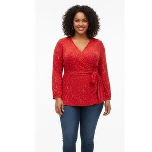 PENNINGTONS In Every Story Plus Size dark red long sleeves white dots tunic